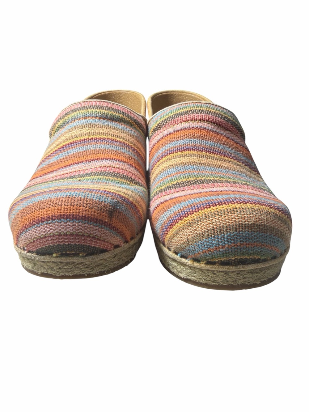 Dansko Slip On Shoes Jute Pro Weave Vegan Clog Rainbow Multi Stripe Sz 39 Nurse - Picture 4 of 16